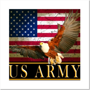 US ARMY FLAG and GOLDEN EAGLE Posters and Art
